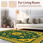 Intricate Floral Patterned Teal Rug