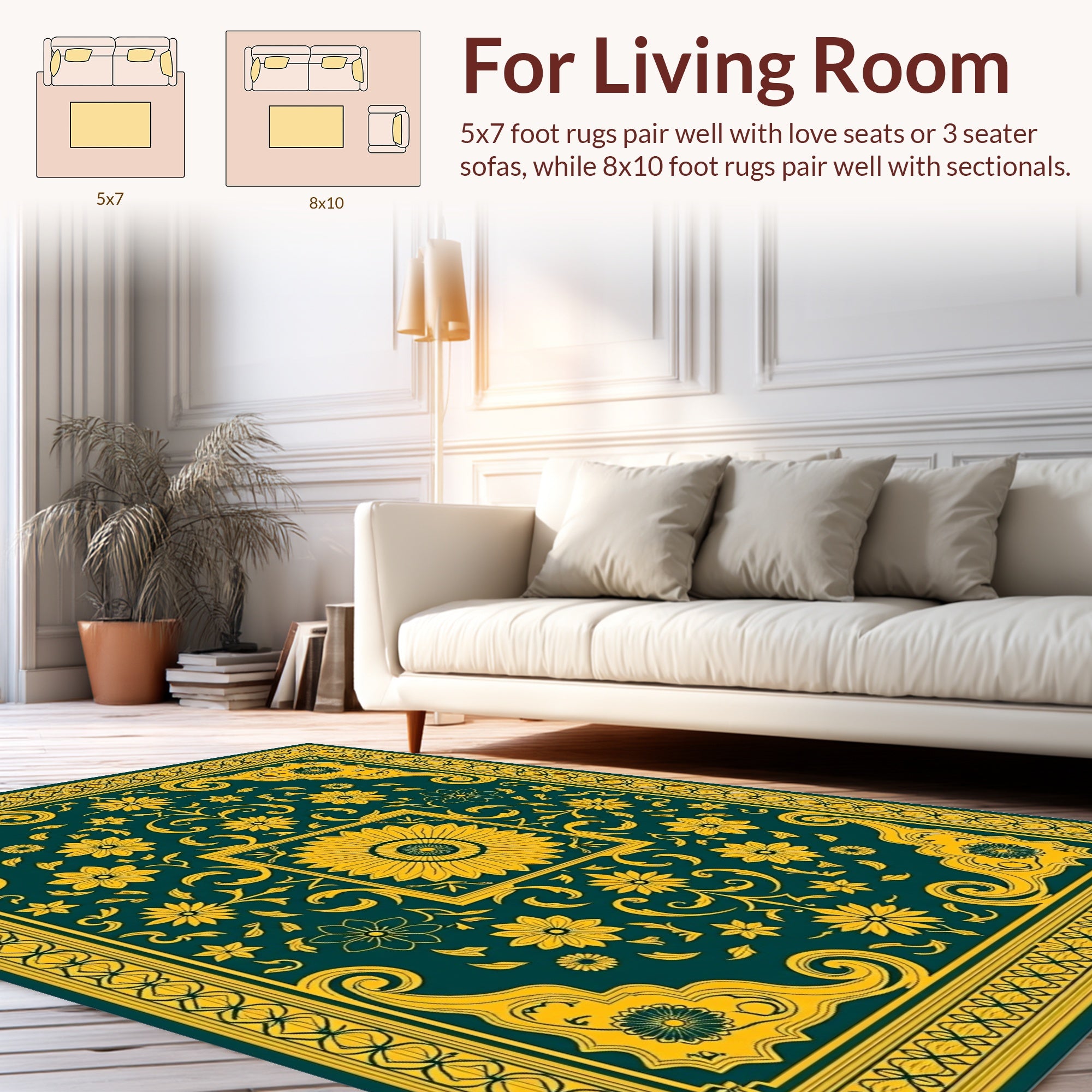 Intricate Floral Patterned Teal Rug