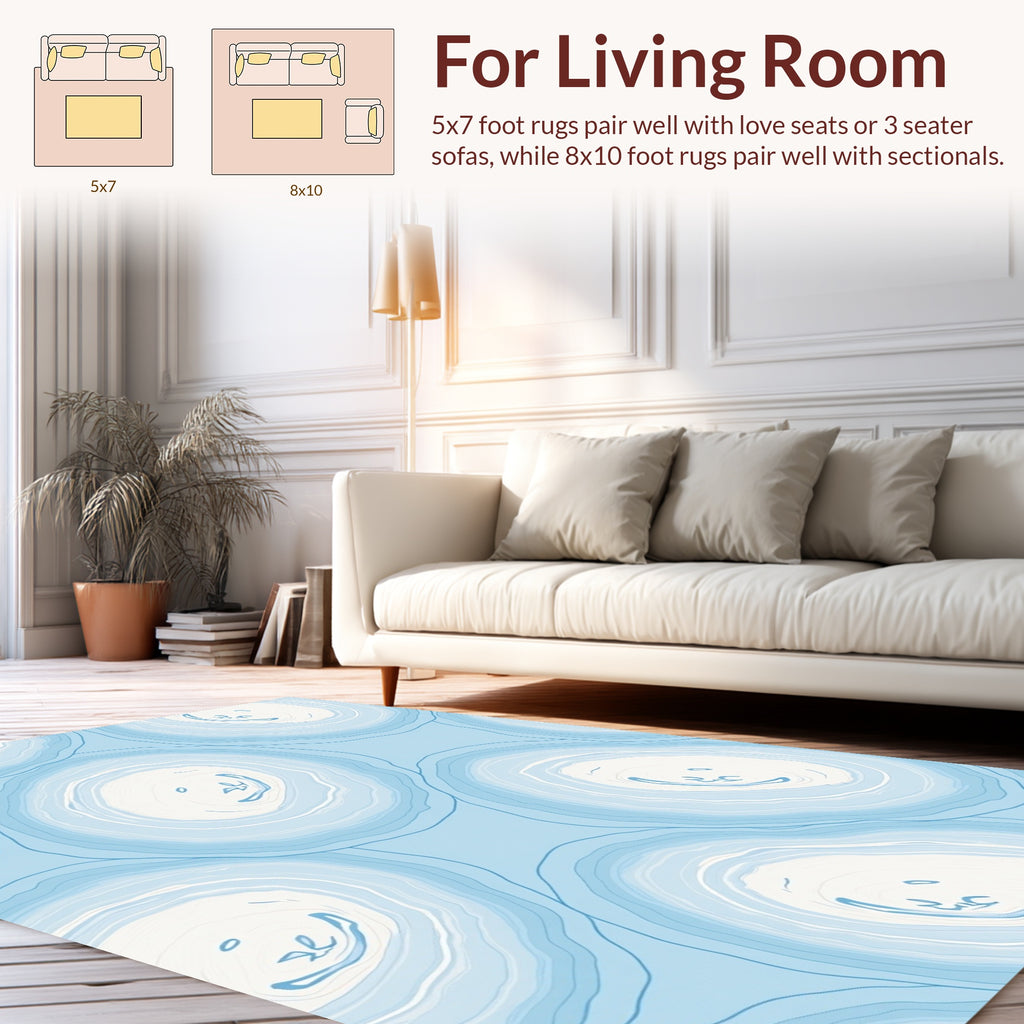 Abstract Blue White Agate Pattern Rug
