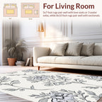 Elegant Floral Vine Line Drawing Rug