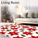 Red Poinsettia Floral Garden Rug