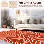 Bold Red White Organic Lines Rug