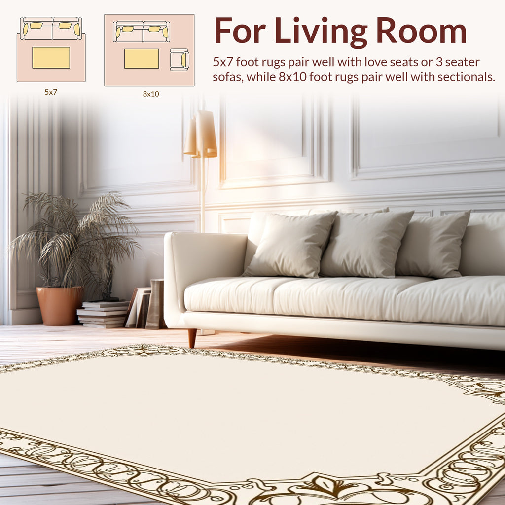 Ornate Floral Scrollwork Frame Design Rug
