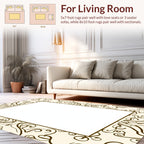 Cream Brown Swirls Pattern Rug