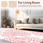 Pink Swirls Contemporary Floral Pattern Rug