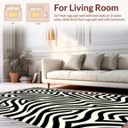 Abstract Black Cream Stripe Pattern Rug
