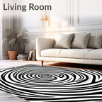 Abstract Black White Swirl Pattern Rug