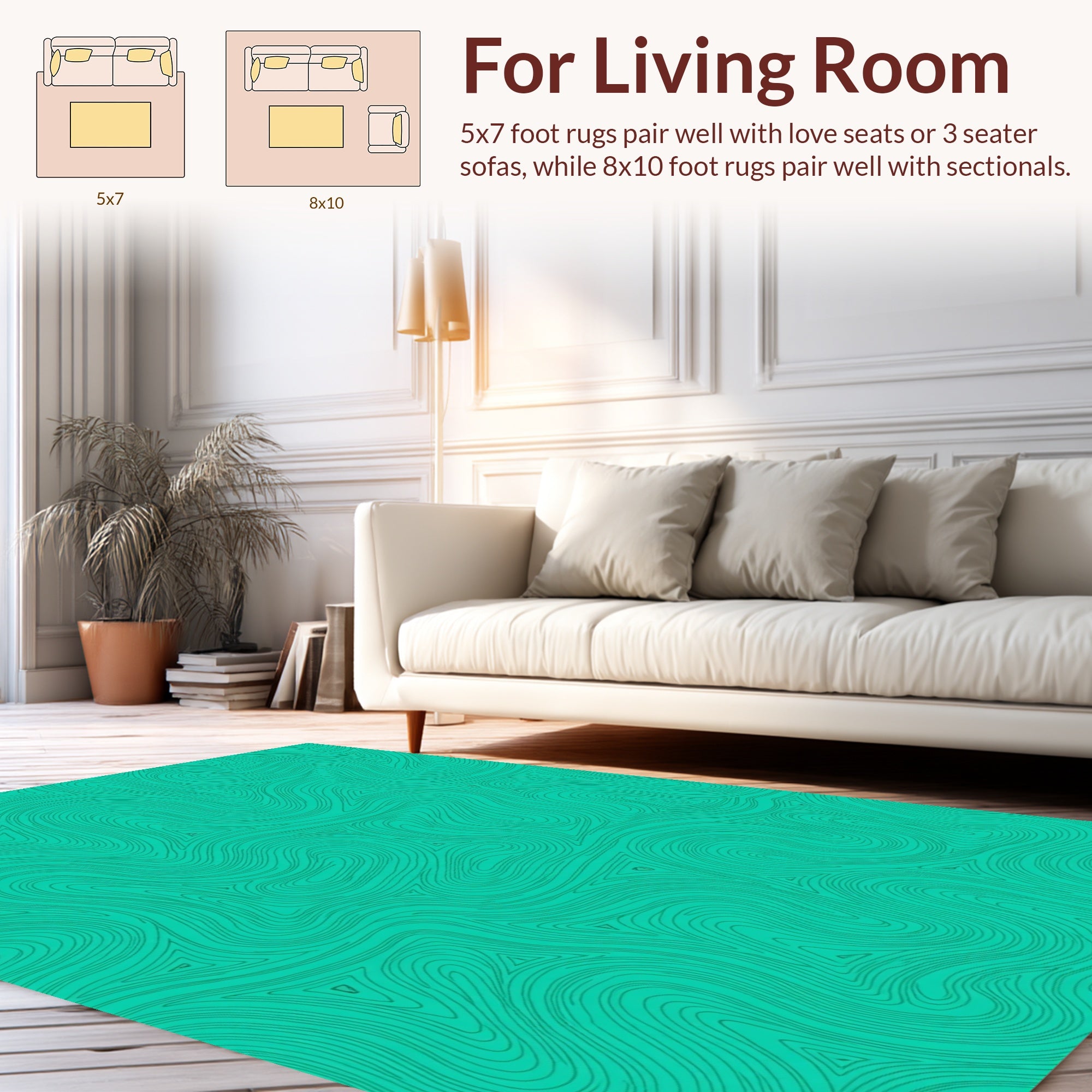 Abstract Teal Topographic Flow Pattern Rug