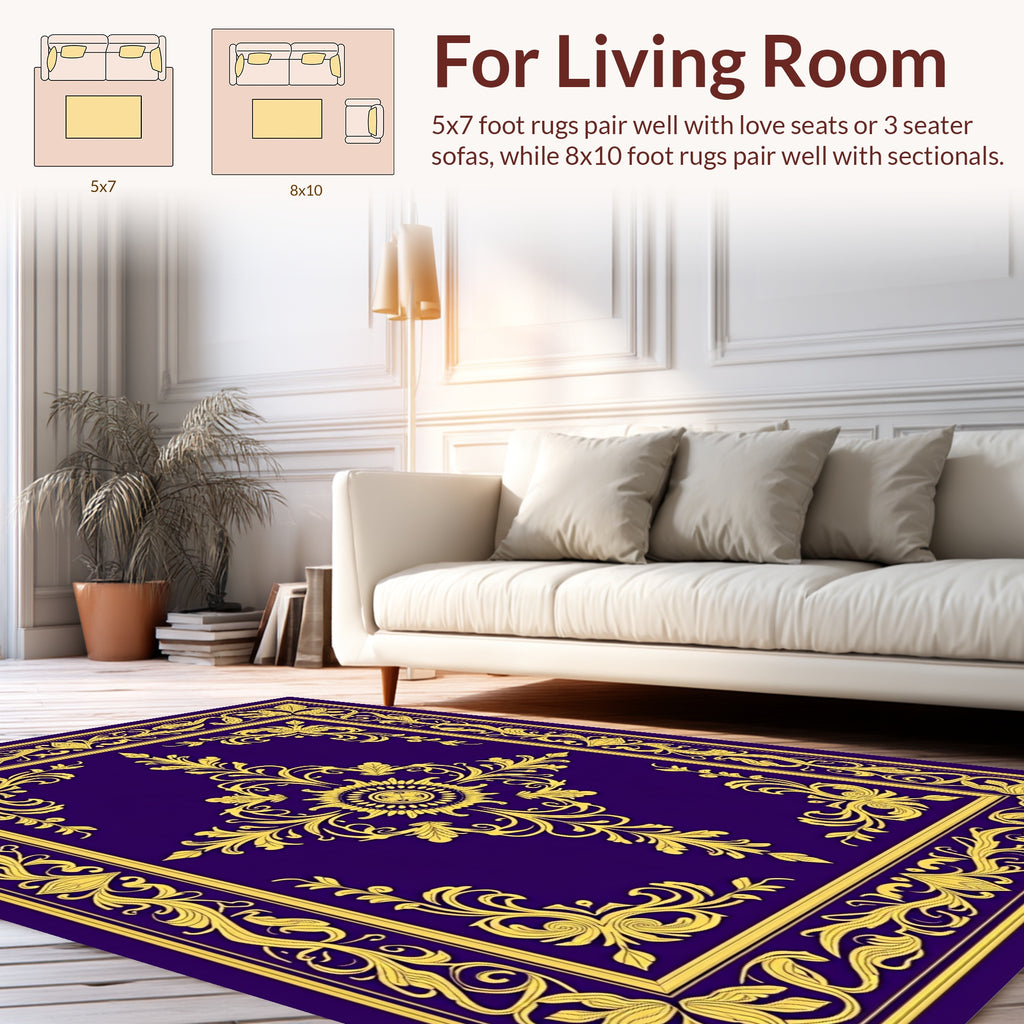 Rich Gold Floral Medallion Decorative Rug