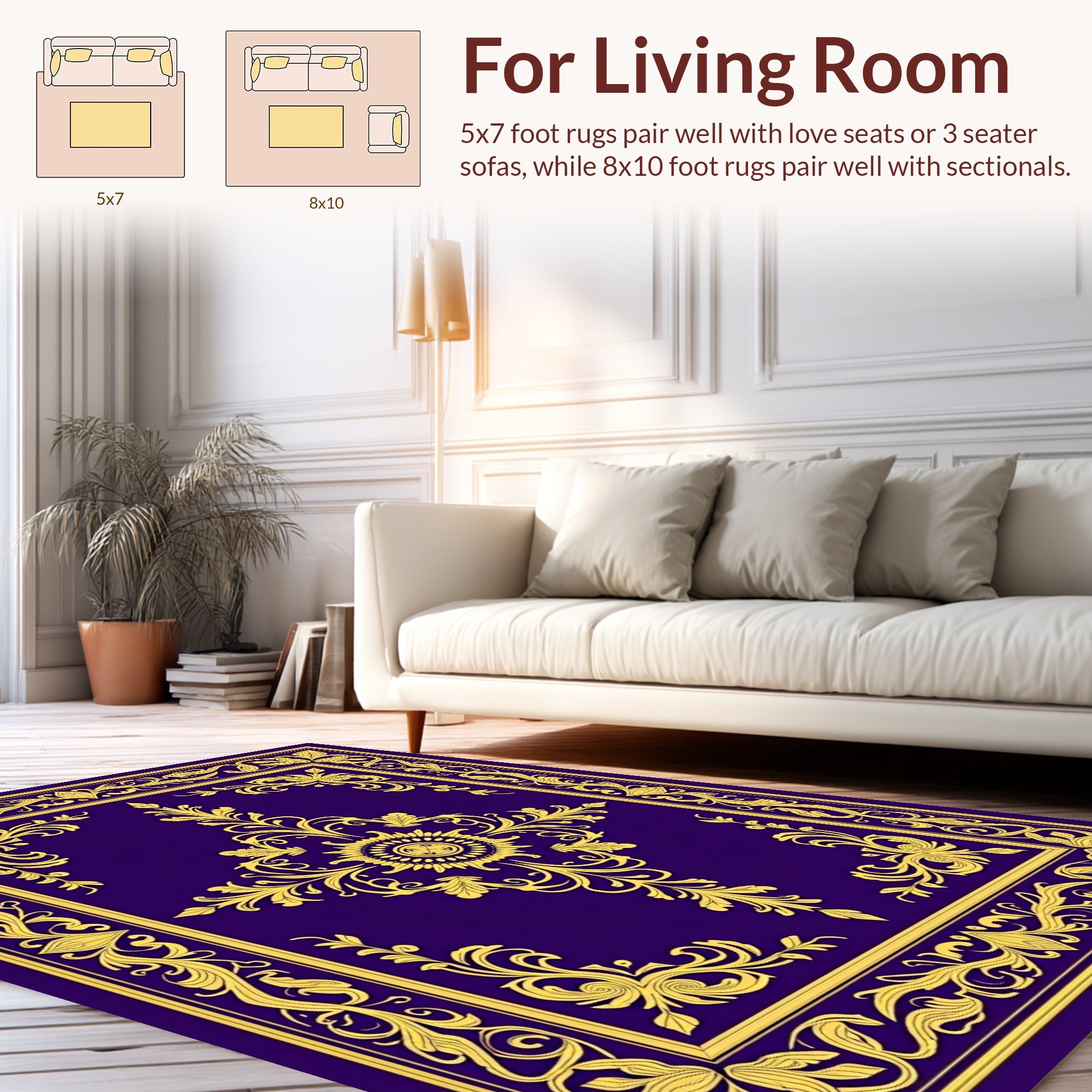 Rich Gold Floral Medallion Decorative Rug