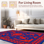 Royal Blue Red Ornamental Pattern Rug