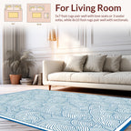 Blue Wavy Contour Layered Design Rug