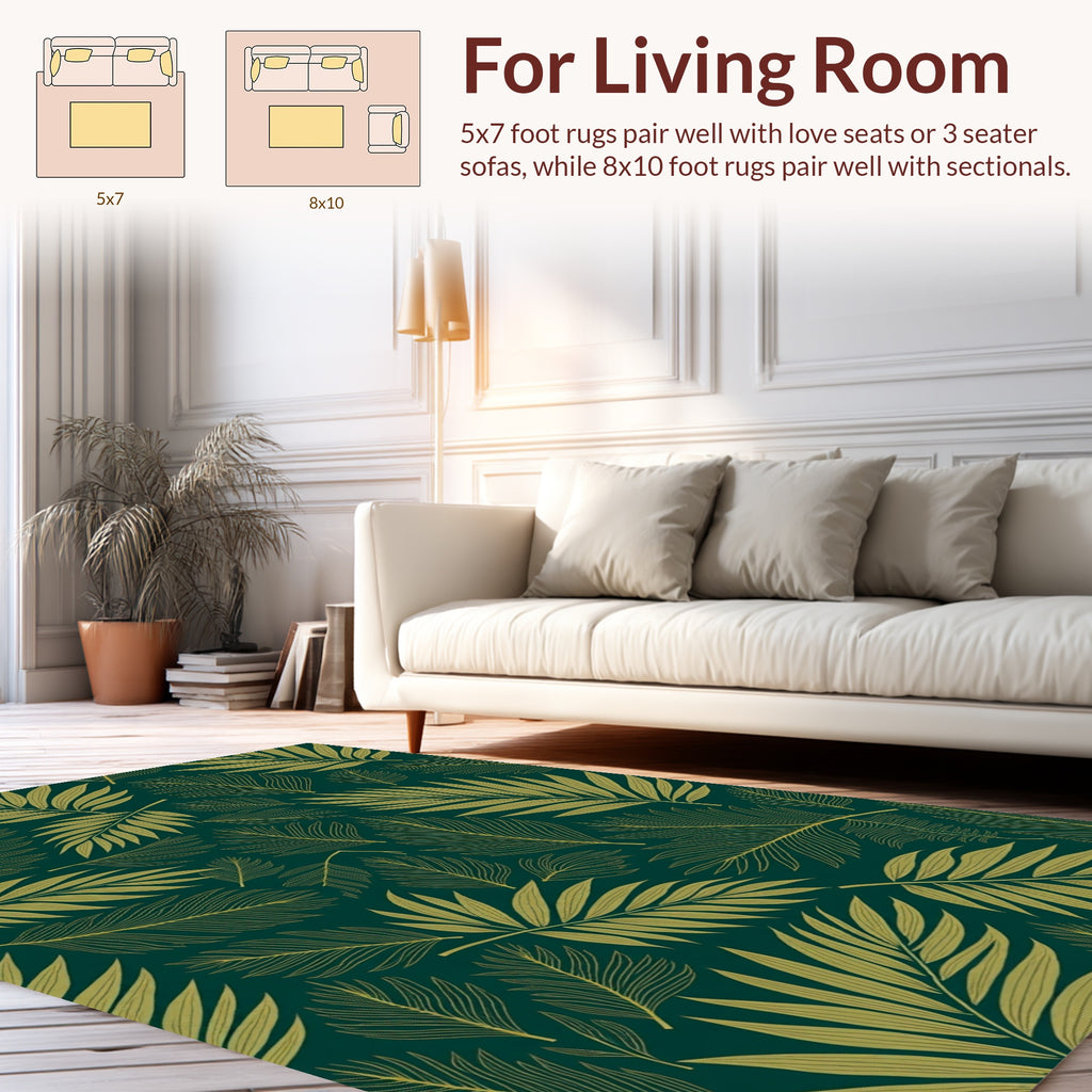 Green Leaf Pattern Vines Rug