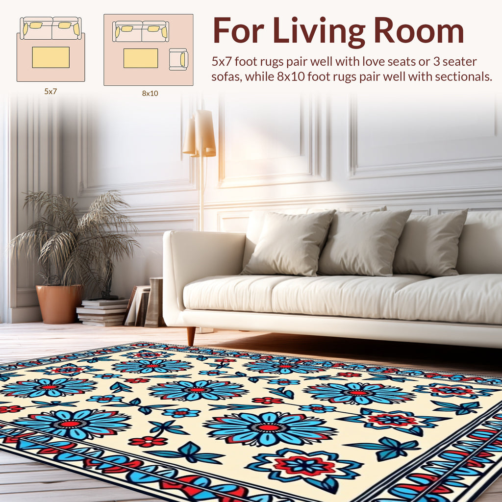 Bold Floral Medallion Pattern Rug