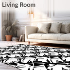 Bold Abstract Black White Pattern Rug