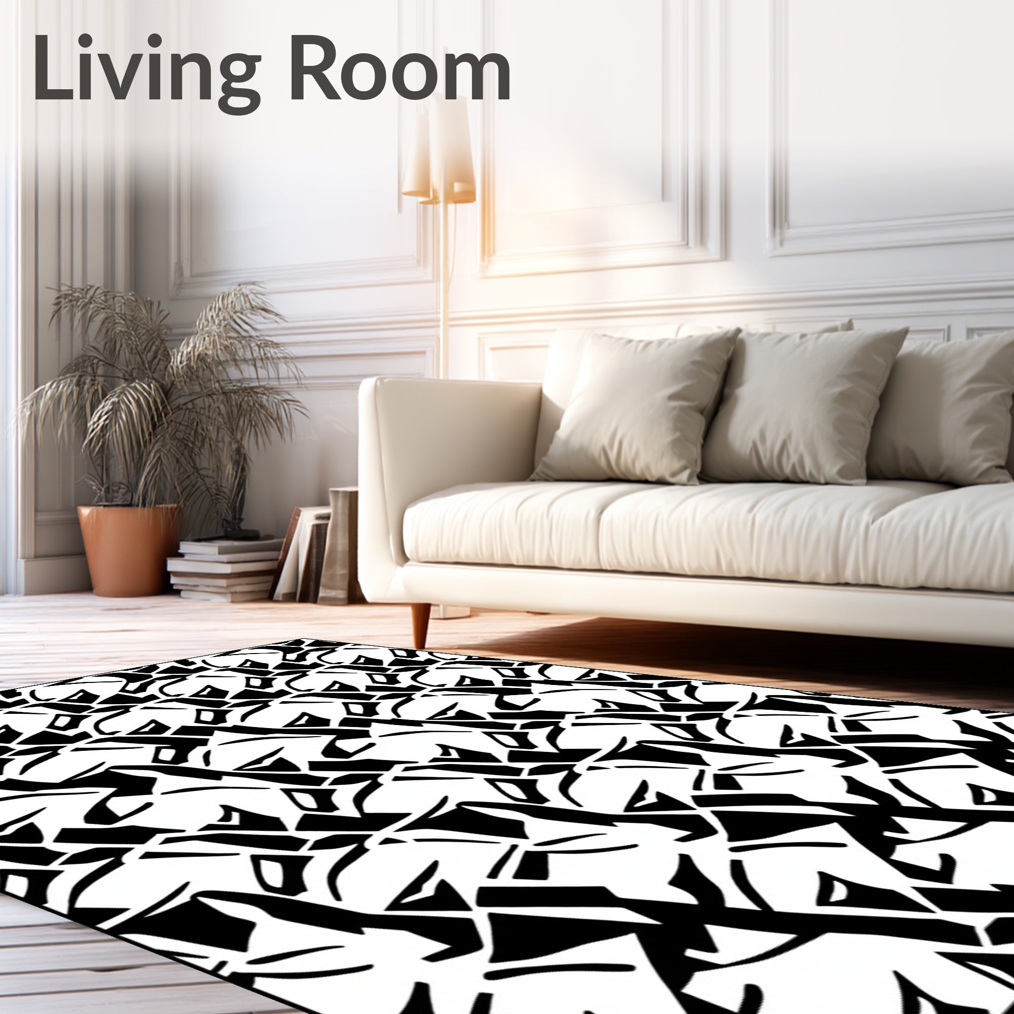 Bold Abstract Black White Pattern Rug