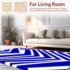 Bold Blue White Angle Pattern Rug