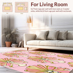 Art Deco Fan Floral Pink Pattern Rug