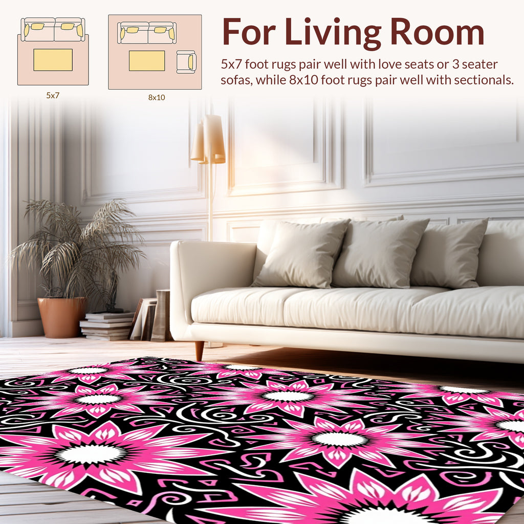 Bold Floral Pattern With Swirl Accents Rug