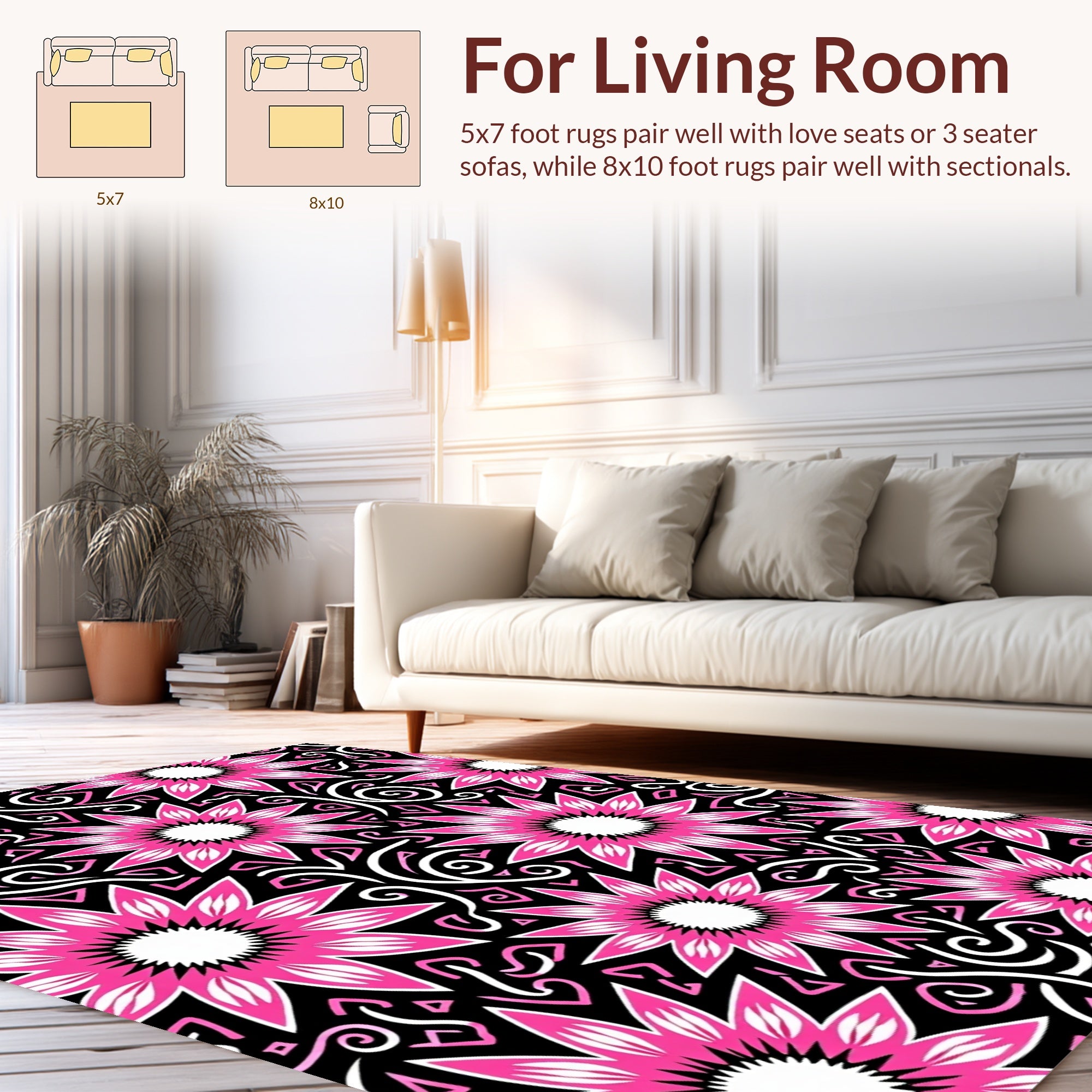 Bold Floral Pattern With Swirl Accents Rug