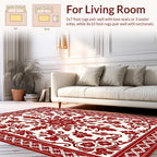 Classic Red Floral Damask Rug