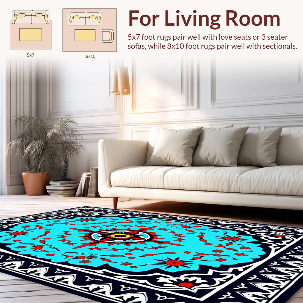 Bold Geometric Mandala Floral Design Rug