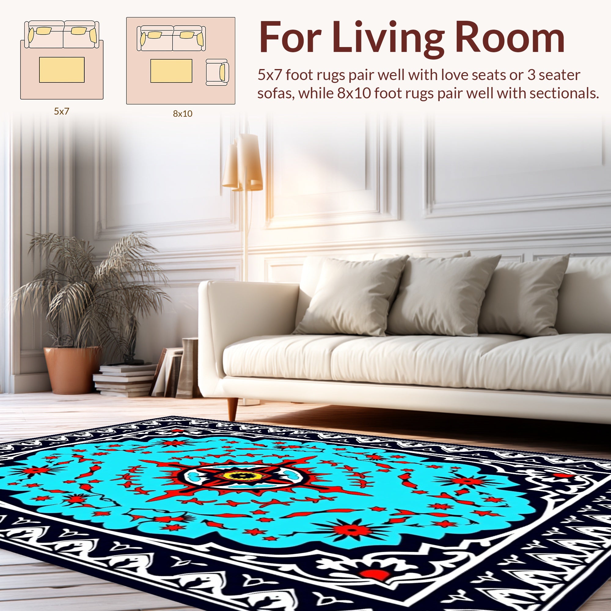 Bold Geometric Mandala Floral Design Rug