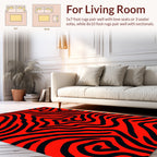 Bold Red Black Abstract Curves Rug