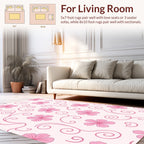 Pink Floral Swirl Pattern Rug
