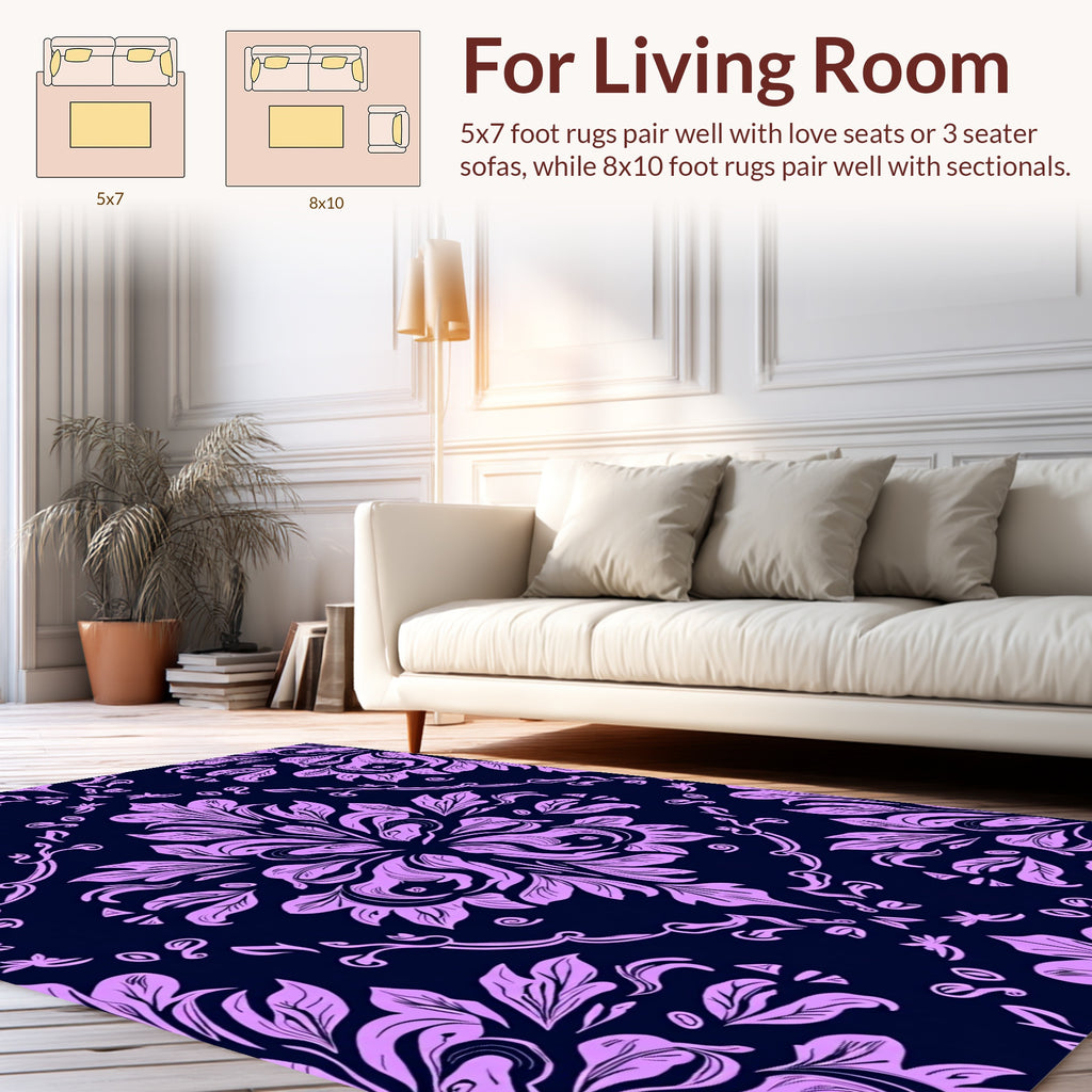 Ornate Floral Damask Pattern Rug