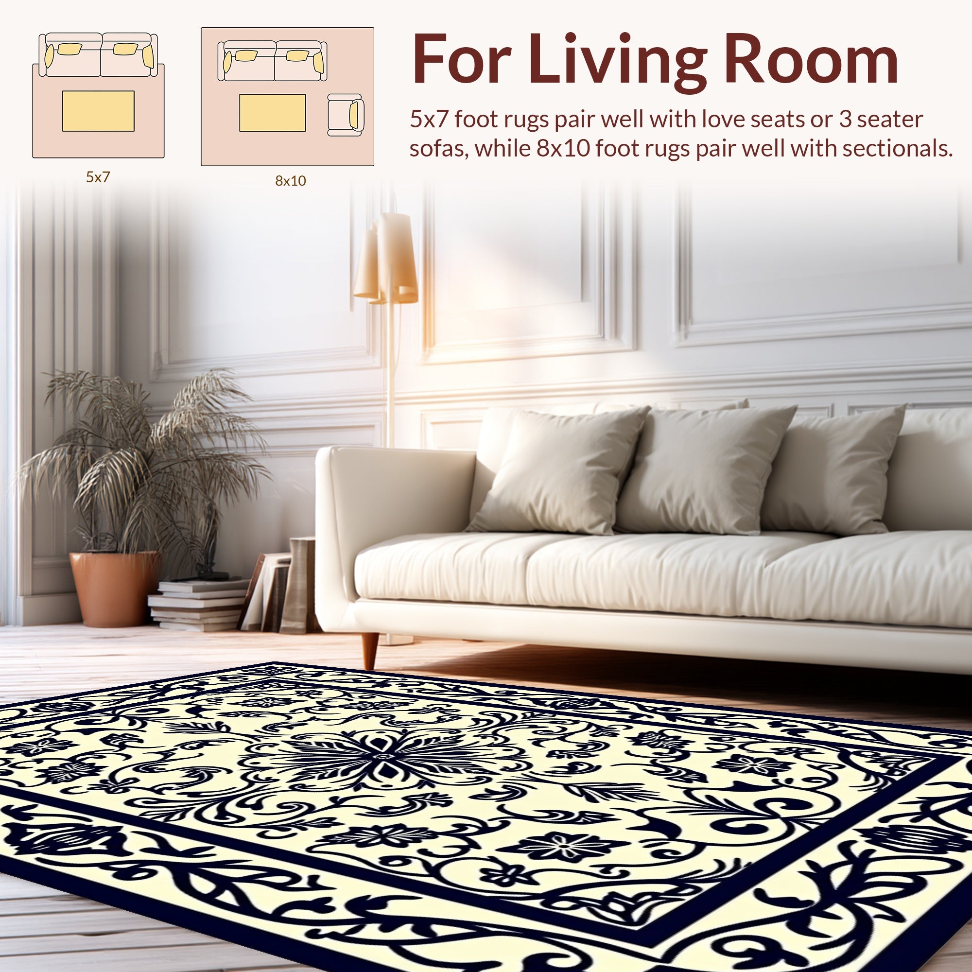 Ornate Floral Scrollwork Pattern Rug