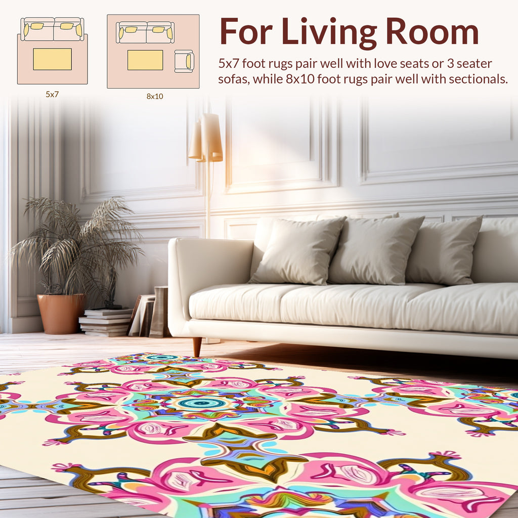Vibrant Mandala Floral Pattern Design Rug