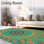 Vibrant Feather Mandala Pattern Rug