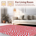 Bold Red Maze Geometric Design Rug