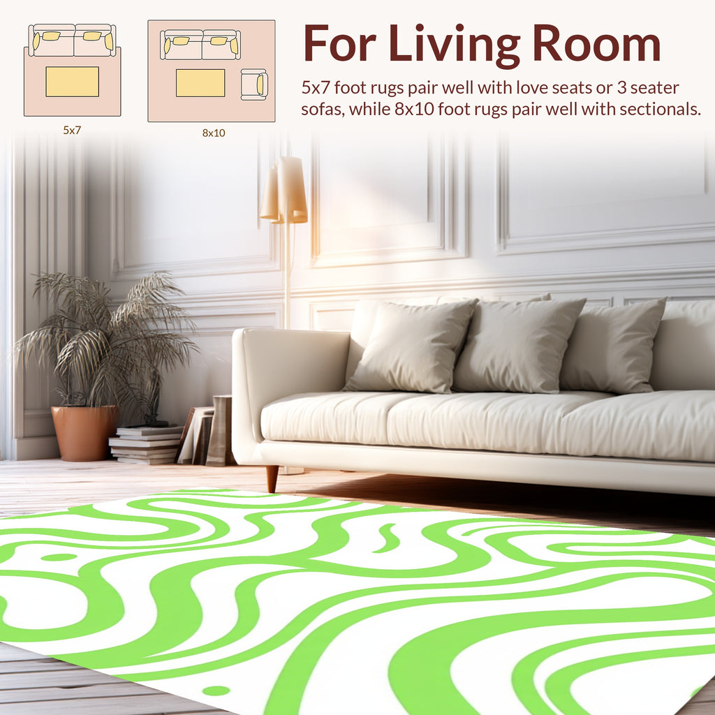 Green Swirls With Dots Pattern Rug