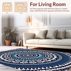 Intricate Blue Geometric Mandala Design Rug