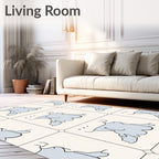 Minimalist Grey Abstract Form Tile Rug