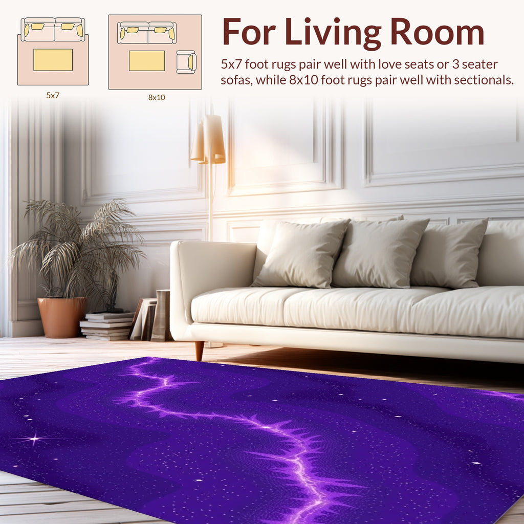 Purple Cosmic Nebula Lightning Design Rug