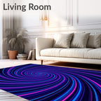 Vibrant Neon Swirl Striped Rug
