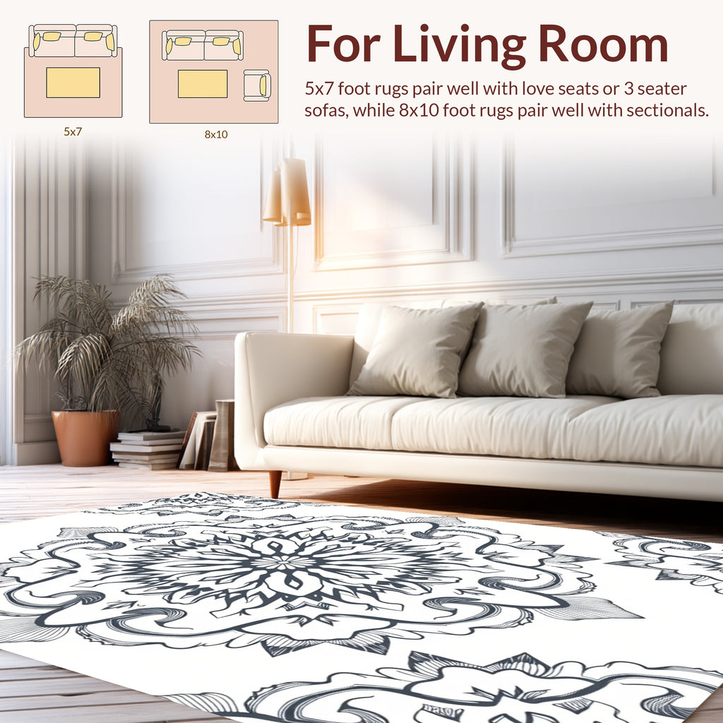 Intricate Floral Mandala Pattern Rug