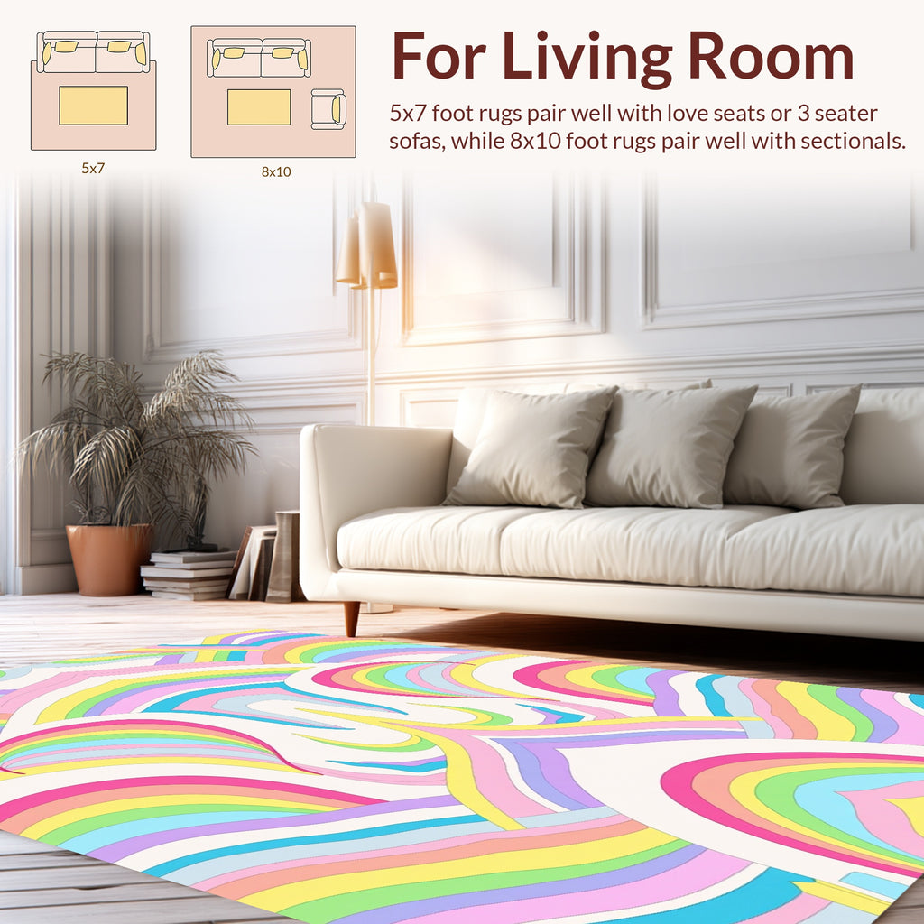 Pastel Rainbow Arc Pattern Design Rug