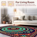 Vibrant Orange Teal Mandala Pattern Rug