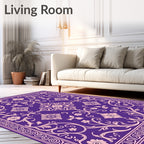 Grand Floral Patterned Purple Rug