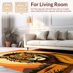 Bold Orange Sun Lion Portrait Rug