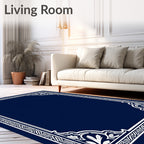 Elegant White Floral Scroll Frame Design Rug