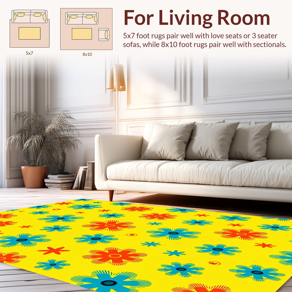 Retro Flowers Pattern Rug