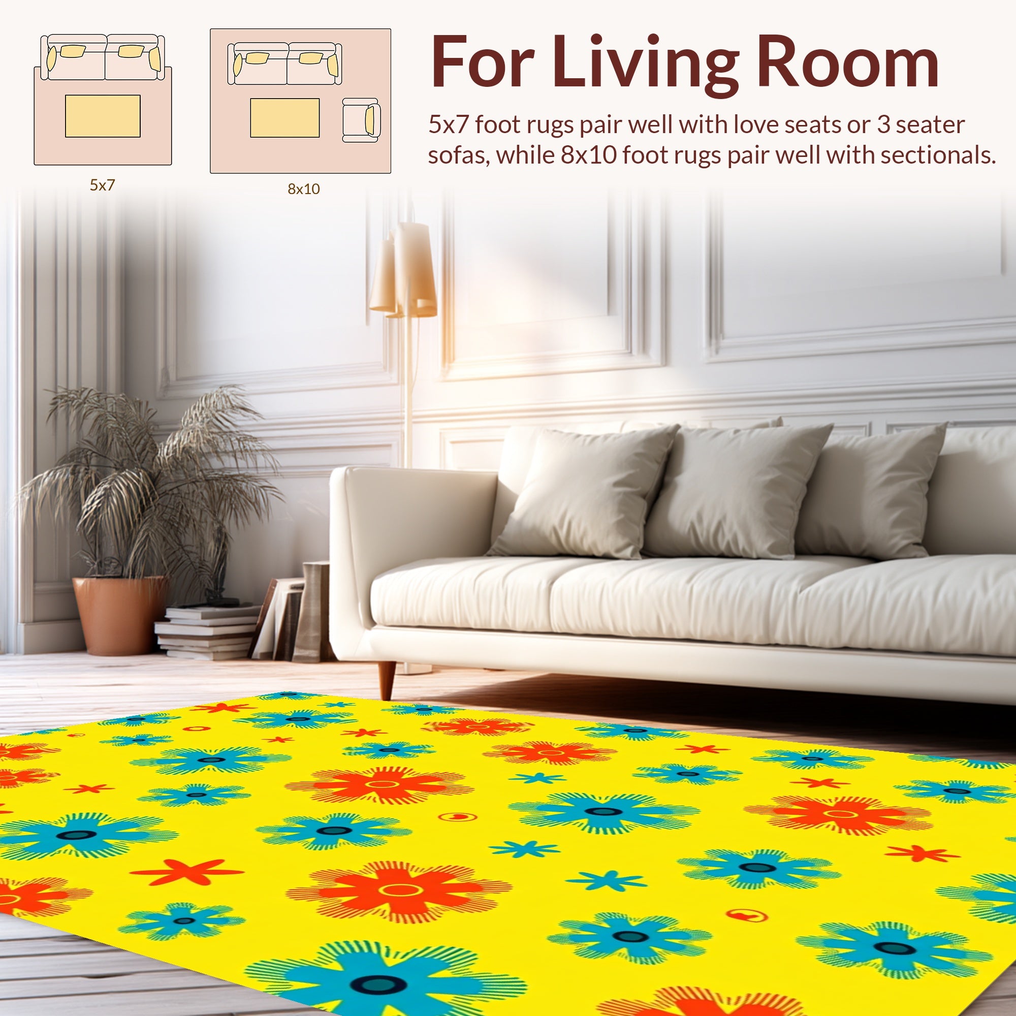 Retro Flowers Pattern Rug