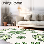 Fresh Green Floral Pattern Rug