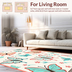 Whimsical Butterfly Floral Pattern Rug
