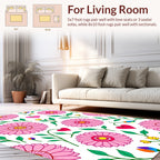 Vibrant Pink Daisy Heart Pattern Rug
